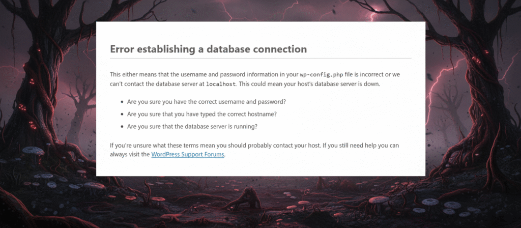 Error de conexión a base de datos en WordPress