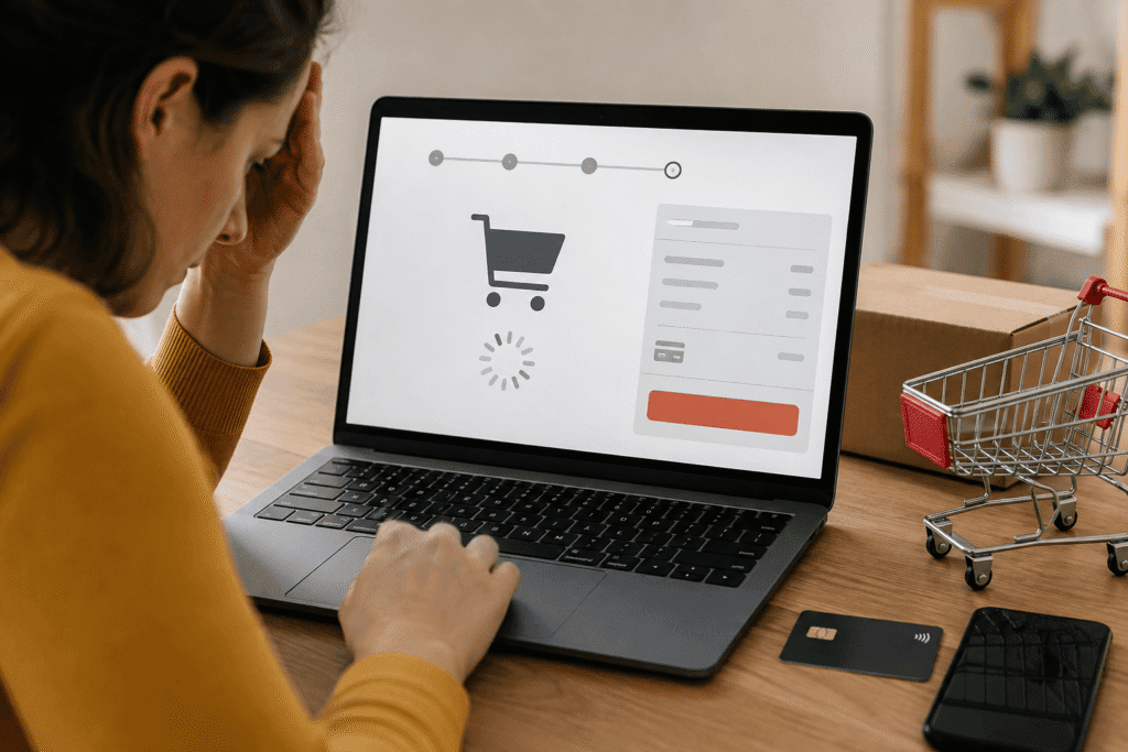 Checkout de una tienda online bloqueado durante el proceso de compra