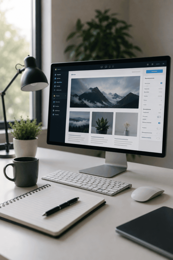 Profesional revisando el diseño y mantenimiento de una web WordPress en un monitor